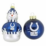 Indianapolis Colts Snowman and Ball Mini Blown Glass Ornaments $9.99