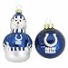 Indianapolis Colts Snowman and Ball Mini Blown Glass Ornaments