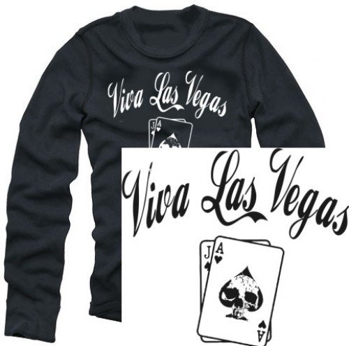 Coole Fun T-Shirts VIVA Las Vegas Poker langarm t-shirt Poker t-shirts, schwarz/weiss, Gr&ouml; Preisvergleich