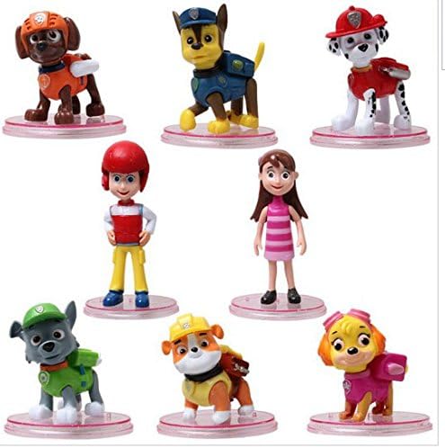 8pcs/lot juguetes Kids Toys patrulla canina toys Puppy Patrol Dogs With Plate Action Figures Doll Birthday Movable Joints