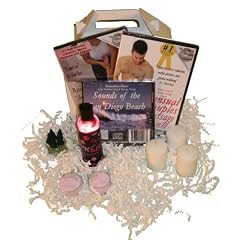 The For Him Massage Gift Basket: Sensual Man's Massage DVD / Sports Massage for Men , Oil, Relaxation Music, Candles, Incense (2 DVD/1 Oil/1 CD)