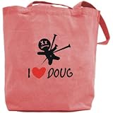 Canvas Tote Bag Pink " I Love Doug " Name