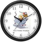 Wee Willie Winkie - from Mother Goose by Artist: Sylvia Long Wall Clock by WatchBuddy Timepieces (Hunter Green Frame)