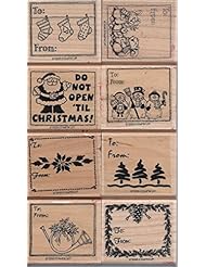 Single Detail Page Misc: Christmas Gift Tags Stamps 8 Stamps 1988