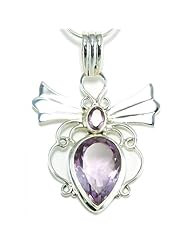 Sterling Silver 7ct. Natural Untreated Large 17x12mm Amethyst Angel Wings Pendant