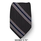 CK-S-367 - Brand Name Designer Calvin Klein SKINNY Silk Tie - Brown -Navy