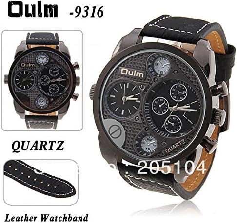 SunShine Day 2015 Best Oulm Multi-Function Japan Movement Military Wrist Watch Leather Watchband For Male