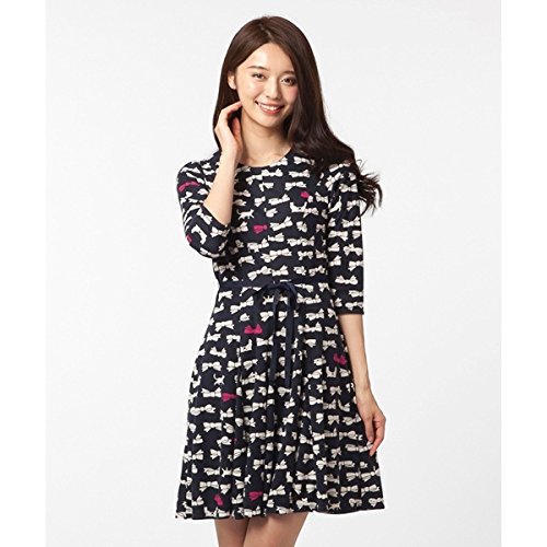 ローズティアラ（Rose Tiara） 全2色【S・38】リボン猫プリントカットソーフレアーワンピース