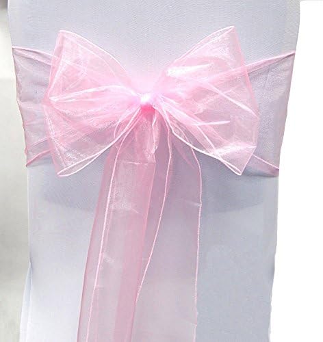 Organza Chair Cover Sash Bow Wedding Party Reception Banquet Decor 20 Colors Dark Pink-10pcs