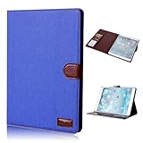 UmingR 牛仔シリーズデニム生地カウボーイファブリック布ジーンズスタンドホルダーハンドフリーウォレットの携帯電話ケースカバーバッグにカラフルな柄の描画を印刷PU素材縫うフリップホルスター - ( 