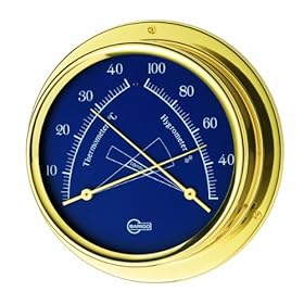  Barigo 984Bl Thermo-Hygrometer with White Dial and Brass Case (Matches 184Bl, 684Bl)