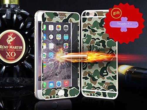 Godigi Colorful Plating Tempered Glass Screen Protector Film Colored Front and Back Premium Tempered Glass Screen Protector for iPhone 6 Plus with Free Gift Phone Holder (i6 plus camouflage)
