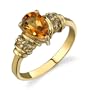 Uniquely Dreamy 0.87 cts Pear Shape Citrine Diamond Ring 14Kt Yellow Gold