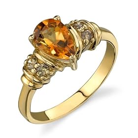Buy Uniquely Dreamy 0.87 cts Pear Shape Citrine Diamond Ring 14Kt Yellow Gold by Peora