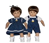 MATCHING BITTY TWINS NAVY POLKA DOT SAILBOAT SET - 3 pcs in ALL - Fits American Girl 15