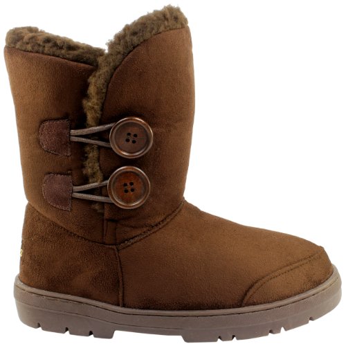 Womens Short Faux Fur Waterproof Sole Boots Brown