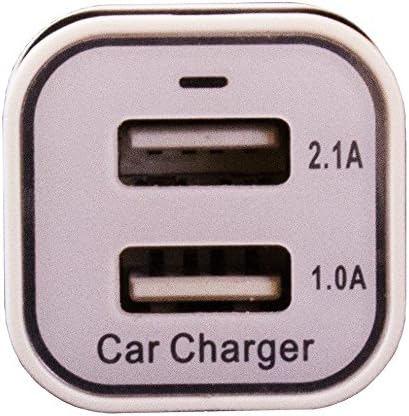 ReadyPlug® USB Car Charger for Plantronics Voyager Legend Micro USB cable and charging adapter 2 USB Dual Port (White)