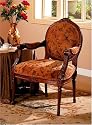 39" High Wooden Large FANCY ARMREST CHAIR with Cloth Fabric Antique Style