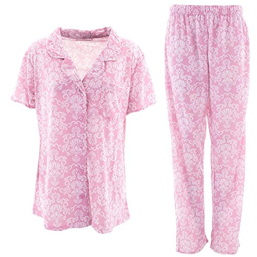 Sag Harbor Women's Pink Damask Pajama Set