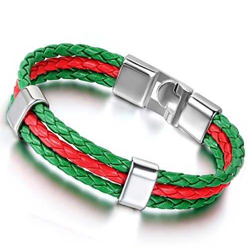 Feelme Kreativ Armband Unisex PU Lederarmband Deutschland Flagge Geflochten Fußball Weltmeisterschaft