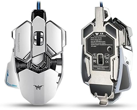 Mowon Combaterwing 4800 DPI Optical USB Wired Professional Gaming Mouse with 10 Programmable Buttons &amp; RGB Breathing LED Ergonomic Gaming Mice (White)