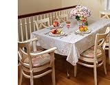 Boutique Embroidered Leaves Design Tablecloth White 52 X 70