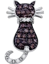 10K White Gold 0.33CT Brown Diamond Cat Pendant