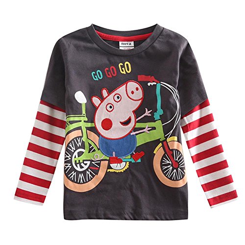Coralup Little boys Top Cotton T-shirt,1-6 Years,Charcoal Gray