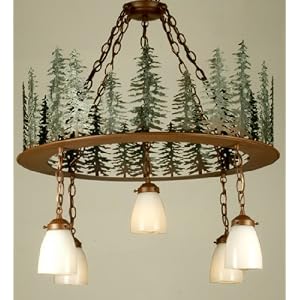 Meyda Tiffany 29557 28 Inch W Strunk Trees 5lt Semi Flush