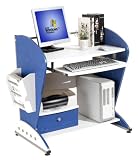 Deluxe Ergonomic Cosmopolitan Computer Desk Blue  White