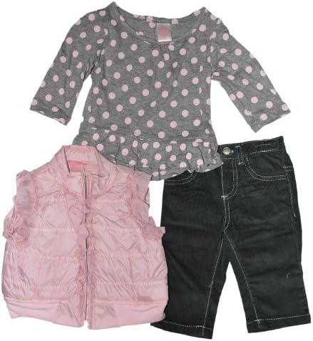 Nanette Girls 12-24 Months 3-Piece Polka Dot Vest Pant Set (12M)