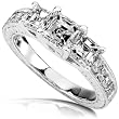 1-1/2ct TW Asscher Diamond Three Stone Engagement Ring in 14Kt Gold
