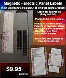 Home Safety - PAL Breaker Panel/Fuse Box Magnetic Labels