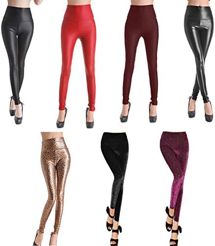 SEXY Womens Girls Faux Leather High Waisted Leggings