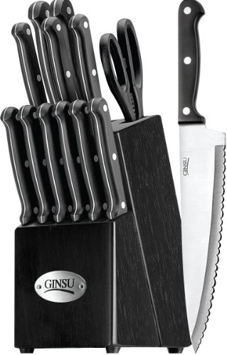 Ginsu 4814 14-Piece Bakelite Knife Set with Block, Black
