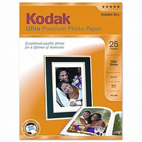 Kodak High-Gloss Ultra-Premium Photo Paper, 8.5 x 11 Inches, 25 Sheets per Pack (8366353)