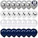 Navy Blue and Silver Confetti Balloons 50 pcs, 12 inch White Pearl and Silver Metallic Chrome Party Balloons for 2019 Graduation Party Decorations
