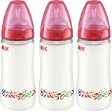 from NUK NUK 300ml First Choice Bottle Triple Pack with Size 1 Silicone Teat (Red) (Model 10749999)