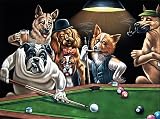 Velvet Painting of Dogs Playing Pool/Billiards 24x18 Original Handpainted Artisan