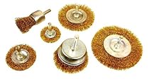 6-Piece Wire Wheel and Brush Set for Power Drills - Brass Plated - 1/4" Shank