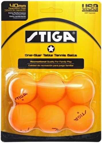 Stiga One Star Orange Table Tennis Balls - 6 Balls
