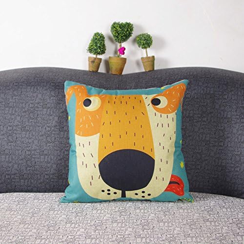 Annong Cotton Blend Linen Throw Pillow Cover Pillowcase Cushion Cover (Dog Face) Pattern 18*18 Inch