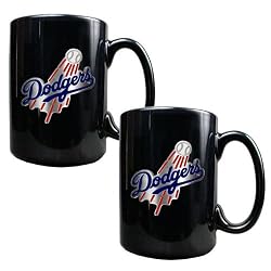 Los Angeles Dodgers MLB 2pc Black Ceramic Mug Set - Primary Logo by Great American Products