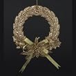 Club Pack of 12 Gold Glittered Wreath Christmas Ornaments with Bow