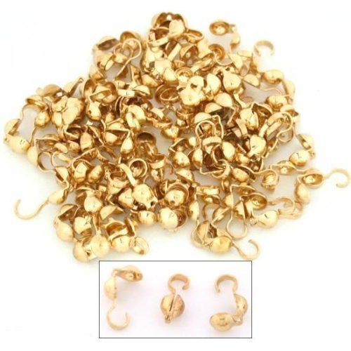 100 Bead Tips Clamshell Gold Plated Bead Stringing 