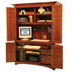 Solid Oak Computer Armoire