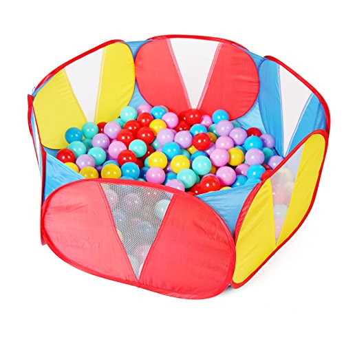 Truedays Kids Ball Pit Playpen for Toddlers, 35.4 inch with Storage Bag, Red Blue,No Balls