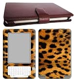 Amzon Kindle 2 Genuine Leather Case Cover Jacket + Skin Sticker Ebook Accessories Combo