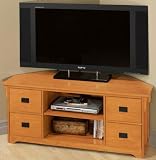 Craftsman Wide-screen Tv Stand Corner Light Oak