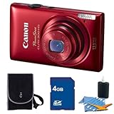 Canon PowerShot ELPH 300 HS Red Digital Camera 4GB Bundle - Includes PowerS ....